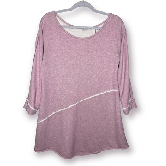 Soft Surroundings Size XS Pink Distressed Asymmetric Tunic French Terry 28752 - Picture 1 of 10